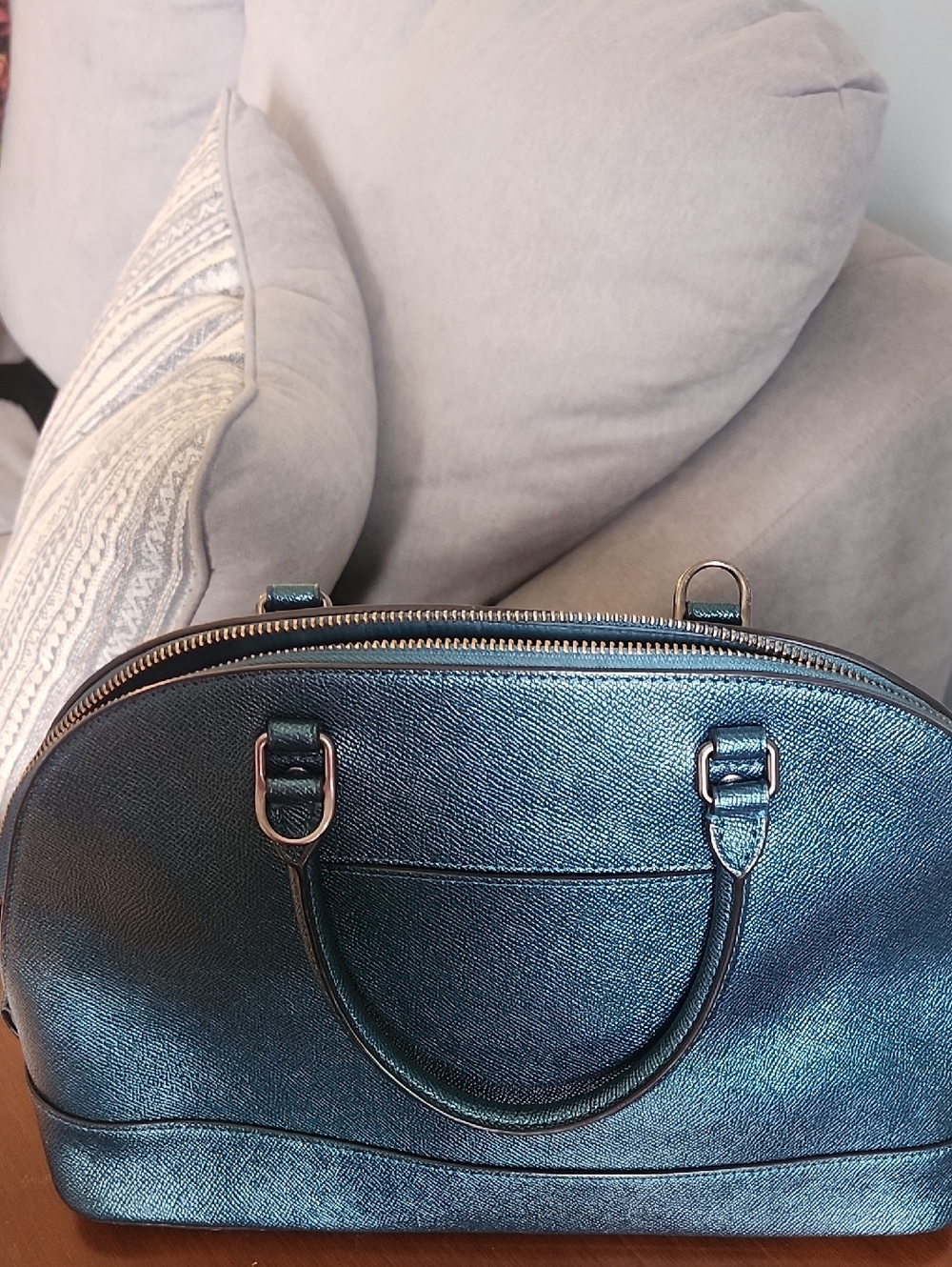 Coach Metallic Teal Dome Satchel - Picture 3 of 5